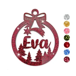 Christbaumschmuck Personalisierbar - glitzer Weihnachtsschmuck mit Namen - Acrylglas - Christbaumkugeln - Sternschnuppe