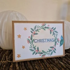 Christmas Card / Blätterkranz Weihnachten / Sternenkarte Festtage / Besinnliche Weihnachtskarten / Weihnachten