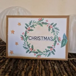 Christmas Card / Blätterkranz Weihnachten / Sternenkarte Festtage / Besinnliche Weihnachtskarten / Weihnachten