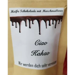 Ciao Kakao personalisierbar, Trinkschokolade mit Marshmallows, Mitbringsel, Gastgeschenk, Ostern,Abschiedsgeschenk,Mitge