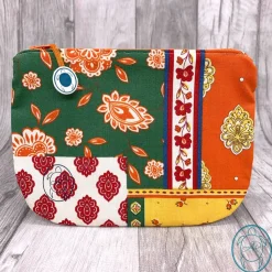 Clutch, flache Kosmetiktasche, Täschchen, Patchwork