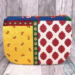 Clutch, flache Kosmetiktasche, Täschchen, Patchwork