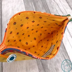 Clutch, flache Kosmetiktasche, Täschchen, Patchwork