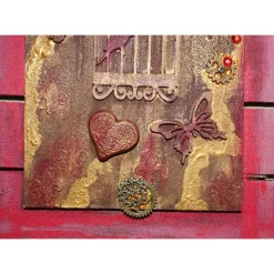 Collage Acrylbild BIRDCAGE im angesagten Shabby Stil  auf einem Holzobjekt gestaltet Steampunk Malerei Holzbild