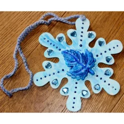 Collage BLAUER HERBSTZAUBER kleines Wandbild Herbstdeko Schneeflocke Wandhänger Türdeko Anhänger Handarbeit