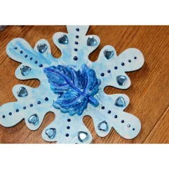 Collage BLAUER HERBSTZAUBER kleines Wandbild Herbstdeko Schneeflocke Wandhänger Türdeko Anhänger Handarbeit