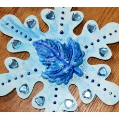 Collage BLAUER HERBSTZAUBER kleines Wandbild Herbstdeko Schneeflocke Wandhänger Türdeko Anhänger Handarbeit