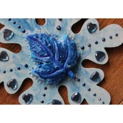 Collage BLAUER HERBSTZAUBER kleines Wandbild Herbstdeko Schneeflocke Wandhänger Türdeko Anhänger Handarbeit