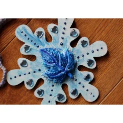 Collage BLAUER HERBSTZAUBER kleines Wandbild Herbstdeko Schneeflocke Wandhänger Türdeko Anhänger Handarbeit