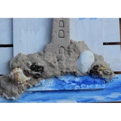 Collage LEUCHTTURM Sandbild Maritime Deko Muschelbild nettes Geschenk zu Valentinstag, Vatertag oder Muttertag