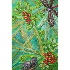 Collage LIBELLE & SCHMETTERLING Acrylbild Malerei mit Acrylfarben Mixed Media Kunst direkt vom Künstler