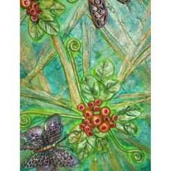 Collage LIBELLE & SCHMETTERLING Acrylbild Malerei mit Acrylfarben Mixed Media Kunst direkt vom Künstler