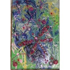 Collage LIBELLENFLUG Acrylbild Malerei mit Acrylfarben Mixed Media Kunst direkt vom Künstler