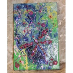 Collage LIBELLENFLUG Acrylbild Malerei mit Acrylfarben Mixed Media Kunst direkt vom Künstler