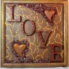 Collage LOVE handgefertigt Acrylbild Malerei Herzbild Shabby Style Vintage Geschenk Muttertag Valentinstag Weihnachten