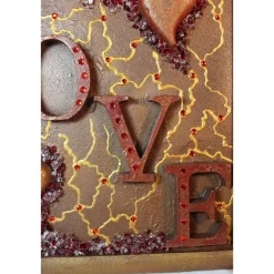 Collage LOVE handgefertigt Acrylbild Malerei Herzbild Shabby Style Vintage Geschenk Muttertag Valentinstag Weihnachten
