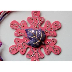 Collage ROSA HERBSTZAUBER Wandbild Wanddeko Herbstdeko Schneeflocke Wandhänger Türdeko Anhänger Handarbeit rosa Bild