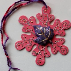 Collage ROSA HERBSTZAUBER Wandbild Wanddeko Herbstdeko Schneeflocke Wandhänger Türdeko Anhänger Handarbeit rosa Bild