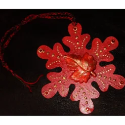 Collage ROTER HERBSTZAUBER kleines Wandbild Wanddeko Herbstdeko Schneeflocke Wandhänger Türdeko  Herbstlaub Handarbeit