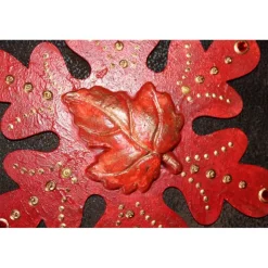 Collage ROTER HERBSTZAUBER kleines Wandbild Wanddeko Herbstdeko Schneeflocke Wandhänger Türdeko  Herbstlaub Handarbeit