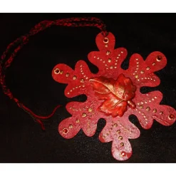 Collage ROTER HERBSTZAUBER kleines Wandbild Wanddeko Herbstdeko Schneeflocke Wandhänger Türdeko  Herbstlaub Handarbeit