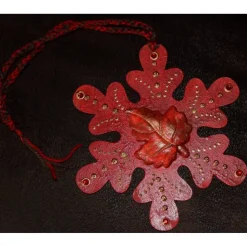 Collage ROTER HERBSTZAUBER kleines Wandbild Wanddeko Herbstdeko Schneeflocke Wandhänger Türdeko  Herbstlaub Handarbeit