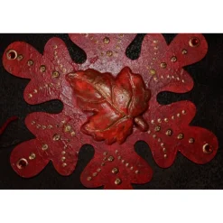 Collage ROTER HERBSTZAUBER kleines Wandbild Wanddeko Herbstdeko Schneeflocke Wandhänger Türdeko  Herbstlaub Handarbeit