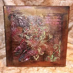 Collage SCHMETTERLING Acrylbild Malerei mit Acrylfarben in dunklen Farben