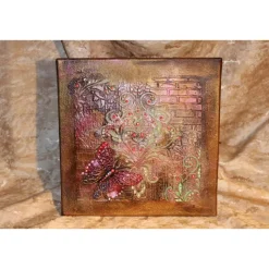 Collage SCHMETTERLING Acrylbild Malerei mit Acrylfarben in dunklen Farben