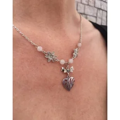 Collier , Kette, Halskette, Dirndkette, Trachtenkette, Herz, Blumen, Vintage-Stil