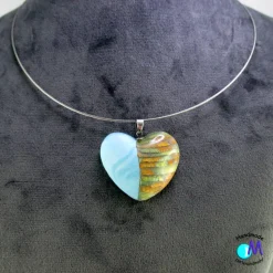 Collier Anhänger Mermaid  großes  Herz hellblau  ART 5433