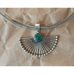 Collier mit Anhänger Onyx grün Sterlingsilber