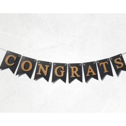 Congrats Glückwunsch Girlande in schwarz und gold Prüfung Bachelor Master Abitur Abschluss