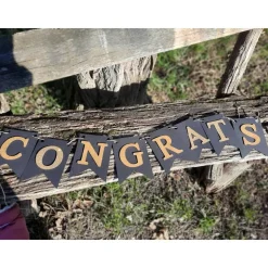 Congrats Glückwunsch Girlande in schwarz und gold Prüfung Bachelor Master Abitur Abschluss