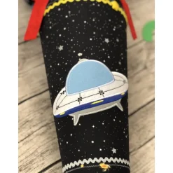 coole Schultüte Galaxie mit Ufo, Planeten und reflektierenden Sternen