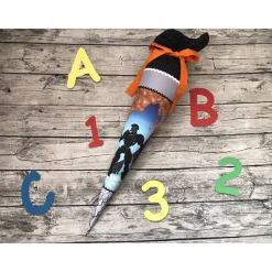 Coole Schultüte Roboter Schwarz-grau-orange