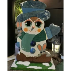 Cooler Schneemann aus Holz für den Aussenbereich