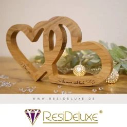 Corazón Holzherzen mit Gravur Hochzeitsgeschenk Geschenk Verlobung Jahrestag Herz Hochzeit Valentinstag Muttertag