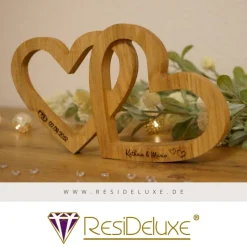 Corazón Holzherzen mit Gravur Hochzeitsgeschenk Geschenk Verlobung Jahrestag Herz Hochzeit Valentinstag Muttertag