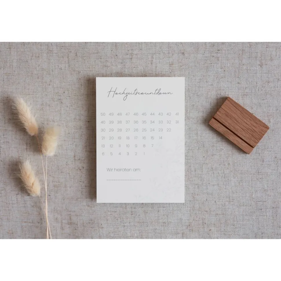 Countdown Hochzeit | Tage bis zur Hochzeit zählen | Karten zum Abhaken | boho | Postkarte | Kartenständer | Tischdeko