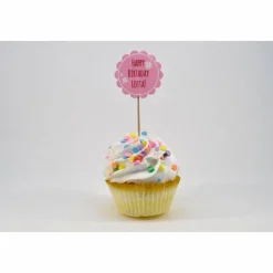 Cupcake-Topper rosa zum Geburtstag mit Name Happy Birthday
