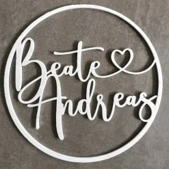 3D Deko Ring individualisierbar mit 2 Namen oder Familie, Mr & Mrs ideal für Hochzeit, Taufe, Einzug, Umzug, Dekoration