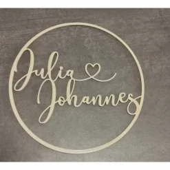 3D Deko Ring individualisierbar mit 2 Namen oder Familie, Mr & Mrs ideal für Hochzeit, Taufe, Einzug, Umzug, Dekoration