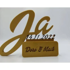 3D Druck | Personalisiertes | Geschenk Hochzeit | Heirat | Hochzeitsgeschenk | Ja | Datum | Namen