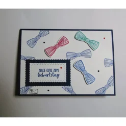 3D Geburtstagskarte für Männer mit Fliege und Grußtext Blau,Rot,Grün  Handarbeit Stampin Up!