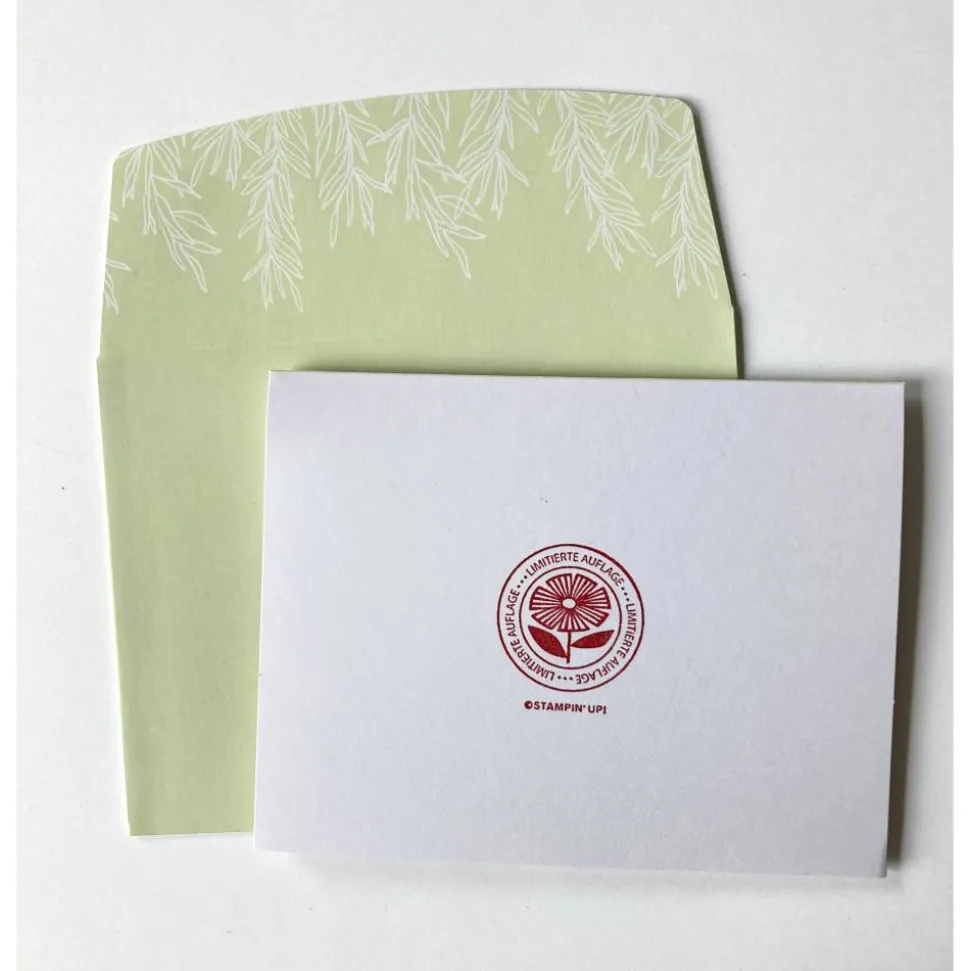 3D  Geburtstagskarte  Lindgrün/ Rot mit Mohnblumen und bedrucktem Kuvert