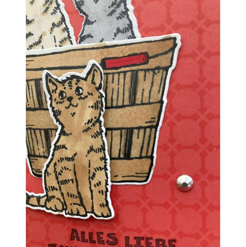 3D Geburtstagskarte mit Katzen und Schmetterlingen