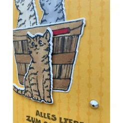 3D Geburtstagskarte mit Katzen und Schmetterlingen