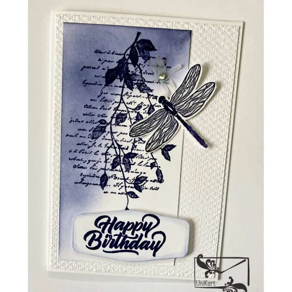 3D Geburtstagskarte  mit Libelle Orange/ Blau Handgefertigt mit Stampin'Up! Unikat