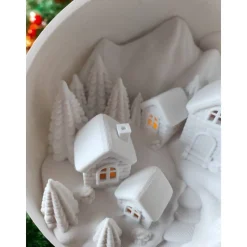 3D gedruckte Schneekugel mit Winterdorf Szene , PLA Deko-Objekt , Weihnachtsgeschenk , für LED-Beleuchtung